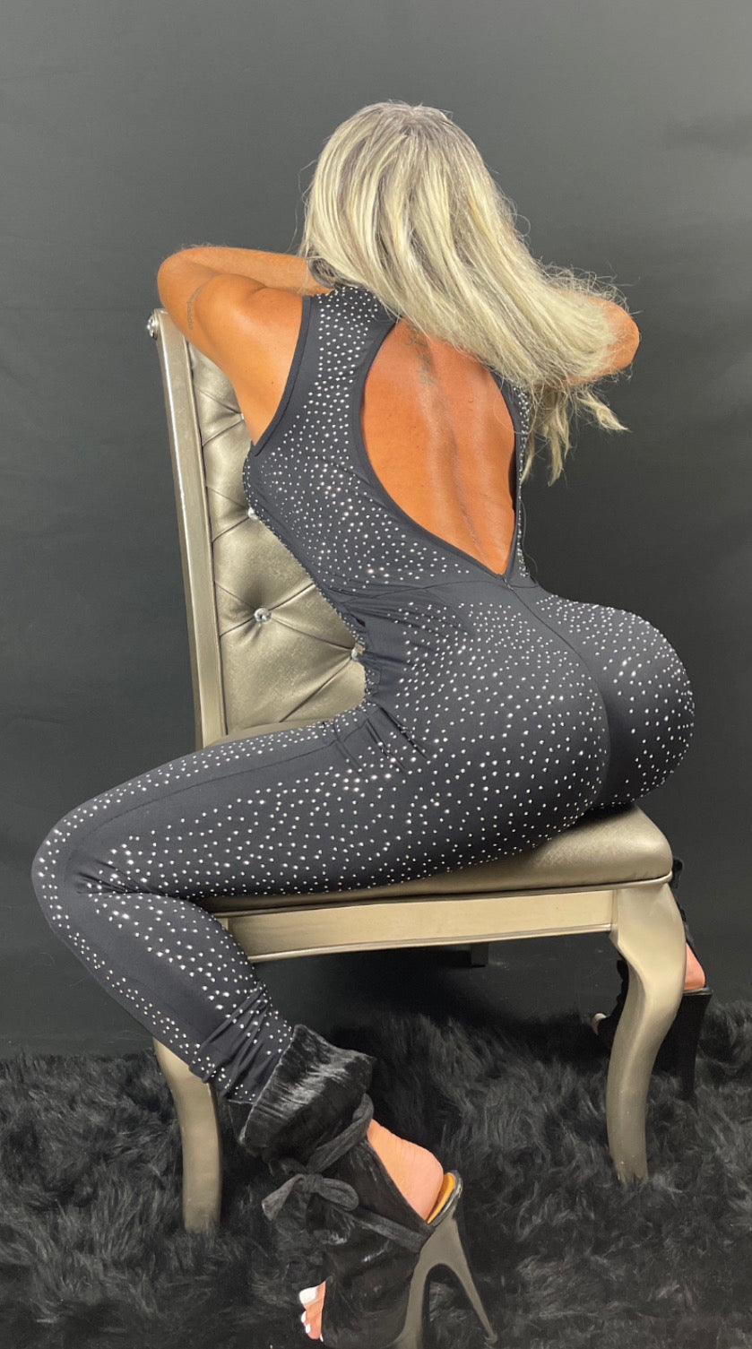 Bedazzle Sheer Jumpsuit with Gems